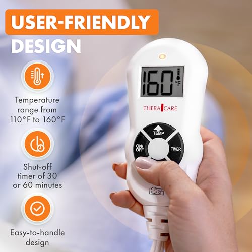 Deluxe Heating Pad Moist/Dry Heat Therapy | Moist & Dry Heat Therapy for Sore Muscles, 4 Heat Settings, Sponge Included, Machine-Washable Cover