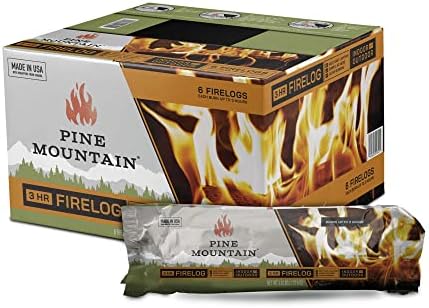 Pine Mountain 100% Natural Classic Firelog, 3-Hour Burn Time, 6 Logs, Green