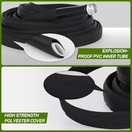 Garden Hose 50ft Non-Expandable Lightweight, Premium Flexible, Kink-Resistant Design, Extra Durable & Leakproof with Solid Fittings
