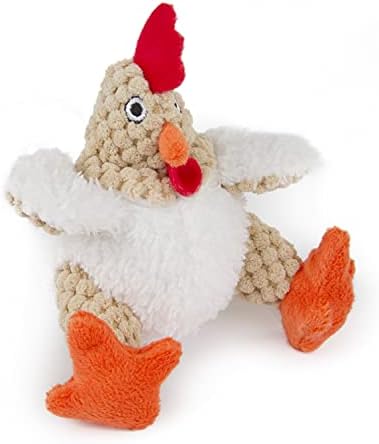 goDog Checkers Just For Me Fat Rooster Squeaky Plush Dog Toy, Chew Guard Technology - White, Mini