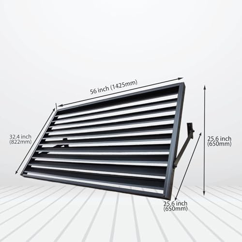 56 in W x 32 in H Shutters Window Awnings Exterior, Aluminum Black Window Shutters Fixed Metal Awning for Door Entrance, Windows