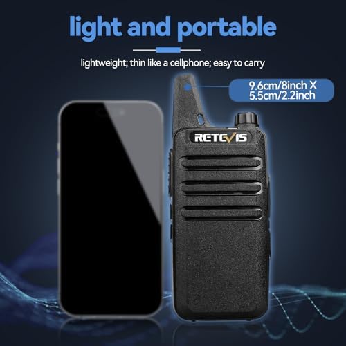 Retevis RT22 Walkie Talkies Long Range Rechargeable with Earpiece (2 Pack) | Slim & Lightweight 2 Way Radio For Camping & Hiking, Pocket-Friendly Antenna, Ready to Use, 10-Hour Battery, USB-C Charging