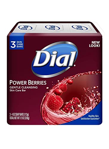 Dial Glycerin Soap Bars with Power Berries, Raspberry, Pomegranate, Cranberry, 12 Oz