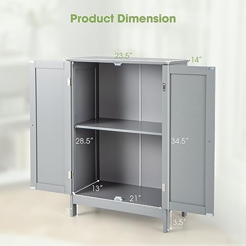 GLACER Bathroom Floor Cabinet, Wooden Storage Cabinet (White)
