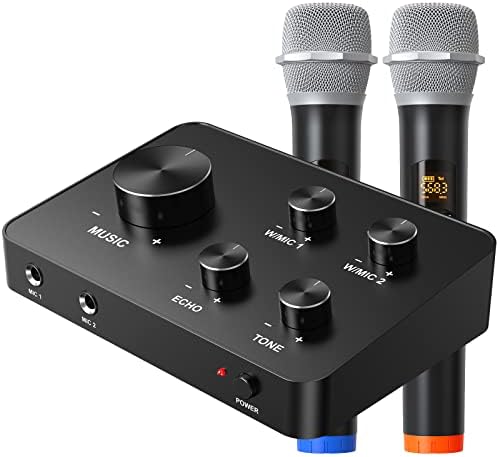 Rybozen Wireless Microphone Karaoke Mixer System, Dual Handheld Wireless Microphone for Karaoke, Smart TV, PC, Speaker, Amplifier, Church