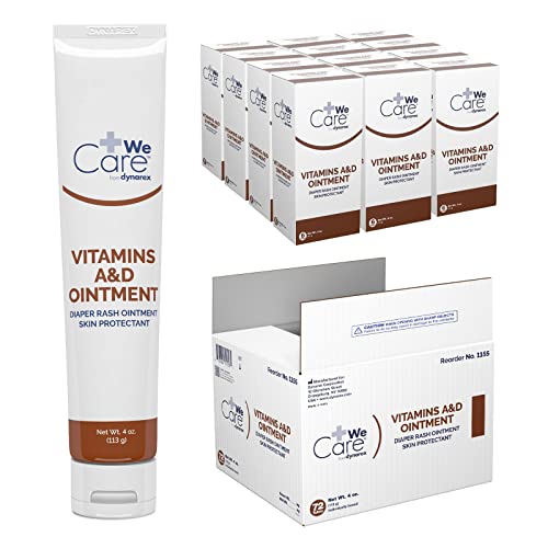 Dynarex Vitamins A & D Ointment, Ointment with Vitamin A and Vitamin D Skin Protectant, for Diaper Rash and Discomfort, White