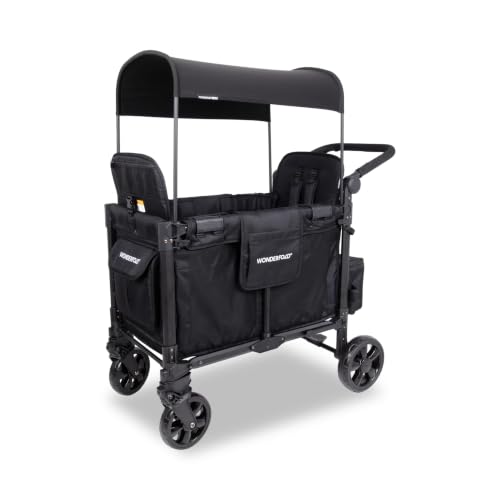 WonderFold W2 Stroller Wagon, Steel Frame, 2 Seater, Black