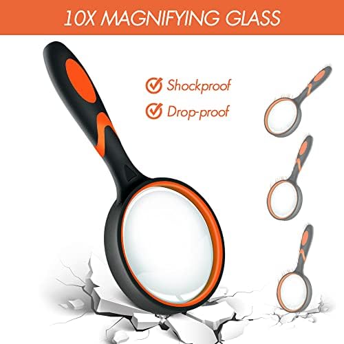 Leffis 3 Pack Magnifying Glass, 10X Reading Magnifier for Kids and Seniors