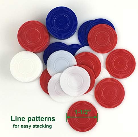 GiftExpress Lot of 300, Plastic Poker Chips for Kids Game Play, Learning Math Counting, Bingo Game, Red, White & Blue 100 pcs ea