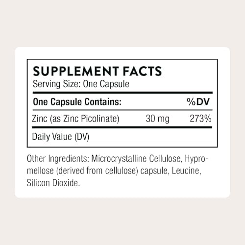 THORNE Zinc Picolinate 30 mg, Highly Absorbable Zinc, 60 Capsules | Supports Immune System, Eye, Skin, Nerve & Reproductive Health*, Trace Mineral Supplement, NSF Contents Certified