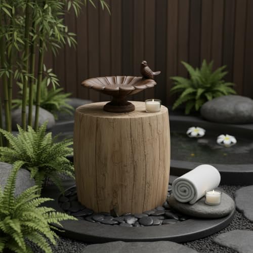 Comfy Hour 7.5 Inch Cast Iron Bird Bath, Sunflower Bird Feeder