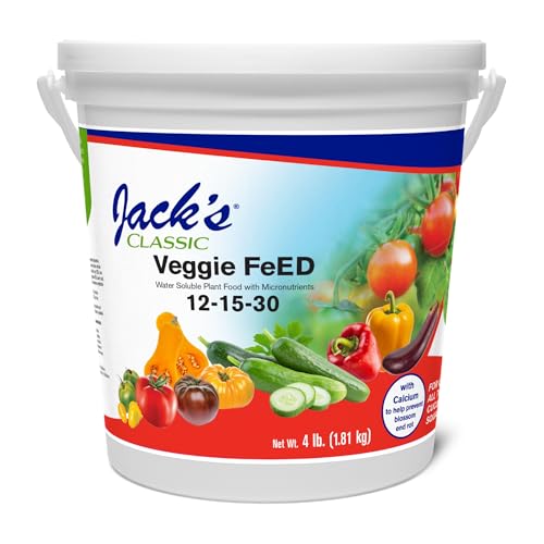Jack's Classic 12-15-30 Veggie Feed Water-Soluble Fertilizer, 1.5lb | Powdered, Targeted Micronutrient Package, for Vigorous Plant Growth and Abundant Fruit Set, Liquid Root & Foliar Feeding