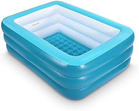 Inflatable Swimming Pool for Kids, 59" X 45" X 20" Kiddie Pools with Inflatable Soft Floor, Durable Blow Up Pools for Backyard