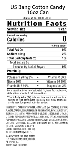 Bang Energy Cotton Candy, Sugar-Free Energy Drink, 16-Ounce | Pack of 12