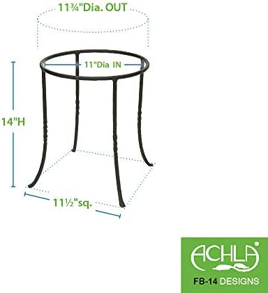 Achla Designs FB-14 Ring Wrought Iron Metal Plant birdbath Bowl Stand Flowerpot Holder, Black