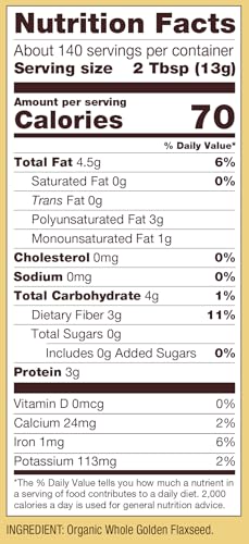 64oz Organic Whole Ground Golden Flaxseed Meal Bob's Red Mill (4 Pounds Total)