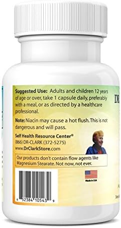 Dr Clark Niacin (Vitamin B3) Supplement – 25mg, 100 Gelatin Capsules, Supports Circulation & Healthy Cholesterol Levels