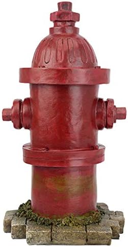 Design Toscano Dog's Second Best Friend Fire Hydrant Pee Post Indoor/Outdoor Statue, Medium 14 Inch Tall, Cast Stone Resin, Red Painted Finish