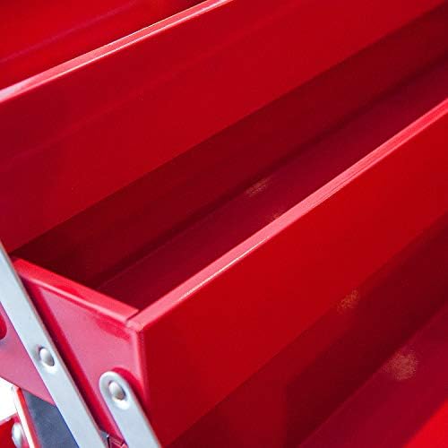 Big Red Torin ATB122R 18" Cantilever Style Portable Steel Tool Box with Trays and Metal Latch Closure, Red