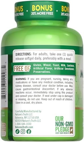 Nature's Truth Magnesium | 400mg | 72 Softgels | Value Size | Extra Strength | from Magnesium Oxide | Non-GMO and Gluten Free Supplement | Extra