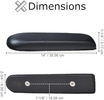 14" Black Vinyl Co-Molded Full Length Armrest Pads for Jazzy Power Chairs (Set of 2)