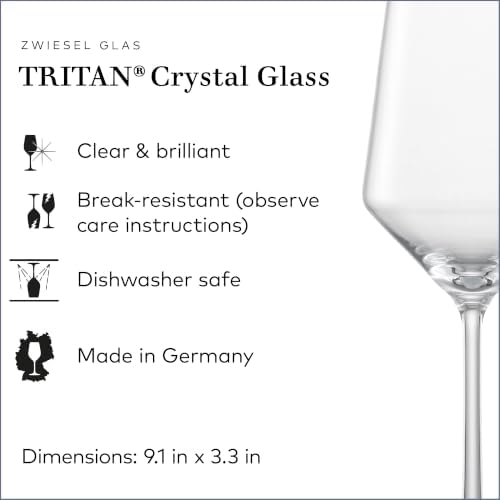 Zwiesel Glas Pure Sauvignon Blanc White Wine Glass (Set of 6), Graceful Wine Glasses for White Wine, Dishwasher-Safe Tritan Crystal Glasses