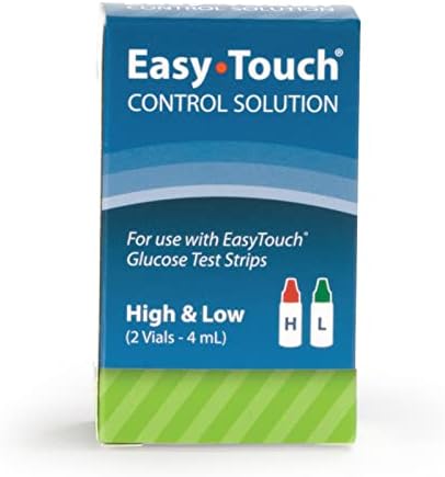 Easy Touch Control Solution Glucose Monitor Kit, Hi & Low, 2 Vials, 4 ml Each | Compatible with EasyTouch Glucose Monitoring System, 4 mL Each