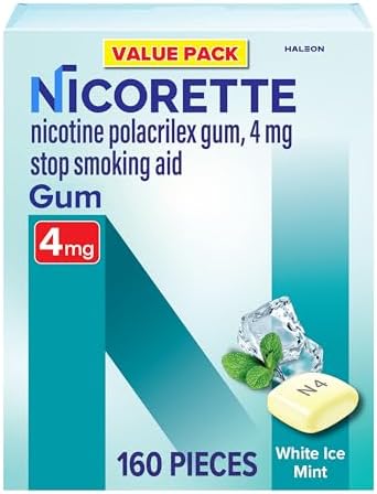 Nicorette 4mg Nicotine Gum to Quit Smoking - White Ice Mint Flavored Stop Smoking Aid, 160 Count