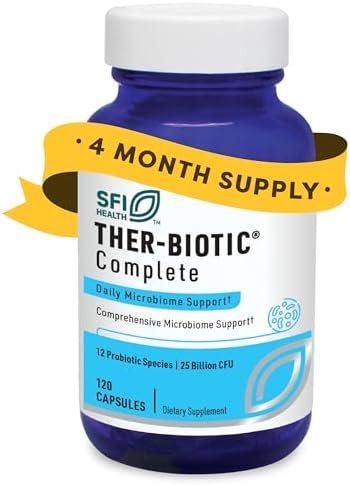 Klaire Labs SFI Health Ther-Biotic Complete, 60 Count | 12 Strain Probiotic Capsules for Digestive and Immune Support, 25 Billion CFU Gut Health Supplement, Hypoallergenic Formula
