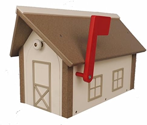 All-Poly Mailbox White w/Weatherwood Trim and Roof Amish Made in USA