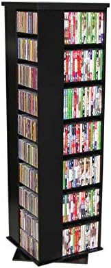 Venture Horizon 4-Sided Revolving Media Tower 1000 - Black: Laminated Wood Composites (MDF), Black-Color, 18.75" L x 18.75" W x 63" H