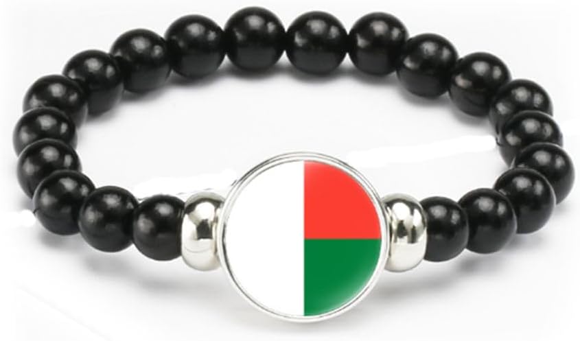 vmcoatdu National Flag Bracelet Elastic Rope Beaded Bracelet Support Your Country Travel Souvenir Gifts for Men Women