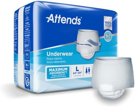 Attends Adult Absorbent Underwear, Medium, AP0720, Maximum, 80 ct | Disposable Pull-On Diapers with Tear-Away Sides and Breathable Waistband