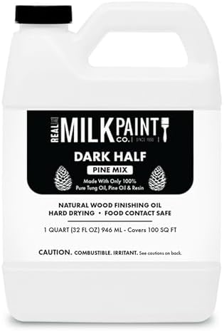 Real Milk Paint Dark Half, Dark Tung Oil and Orange Peel Oil for Wood Finishing, Cutting Boards, Butcher Blocks, Wood Floors, Clay, Stone, and Slate, Food Grade, 1 Gallon
