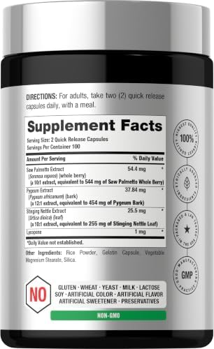 Horbaach Prostate Supplement for Men | 200 Capsules | Advanced Complex with Saw Palmetto, Pygeum, Stinging Nettle | Non-GMO and Gluten Free