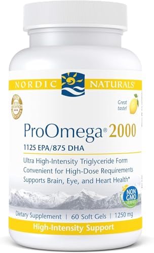 Nordic Naturals ProOmega-3, 2150 mg, EPA & DHA Fish Oil, Lemon - 120 Count | Ultra high-potency EPA & DHA fish oil supports brain, heart, eye & immune health. 2150 mg omega-3. Non-GMO. 60 servings
