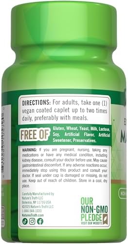 Nature's Truth Magnesium Supplement | 250 mg | 100 Caplets | Vegan, Non-GMO & Gluten Free