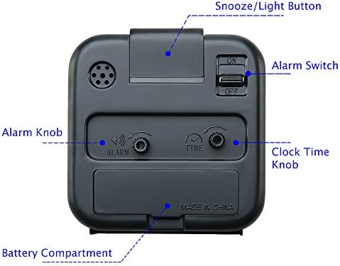 Peakeep Small Battery Operated Analog Travel Alarm Clock Silent | No Ticking, Lighted on Demand and Snooze, Beep Sounds, Gentle Wake, Ascending Alarm, Easy Set (Black)