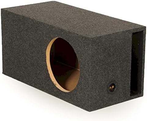 QPower 15 Inch Heavy-Duty Single Vented Carpet Covered Durable Car Audio Vehicle Subwoofer Enclosure Woofer Box, Charcoal Gray