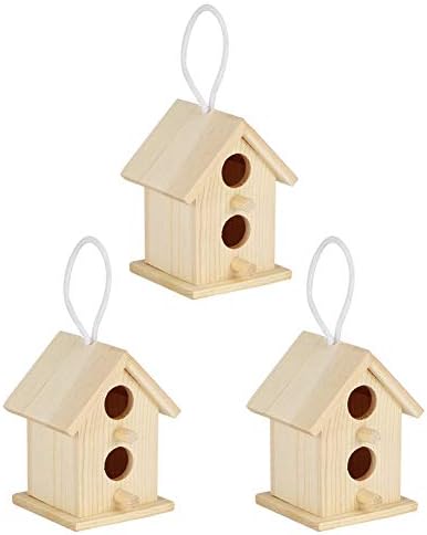 Meiyya Unfinished Birdhouse to Paint for Birdwatching with Perch, MoistureResistant Bird Nests