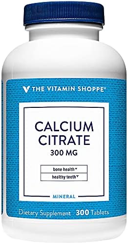 The Vitamin Shoppe Brand Calcium Citrate 300 MG, 300 Tablets | Highly Absorbable Calcium Supplement for Bone Strength