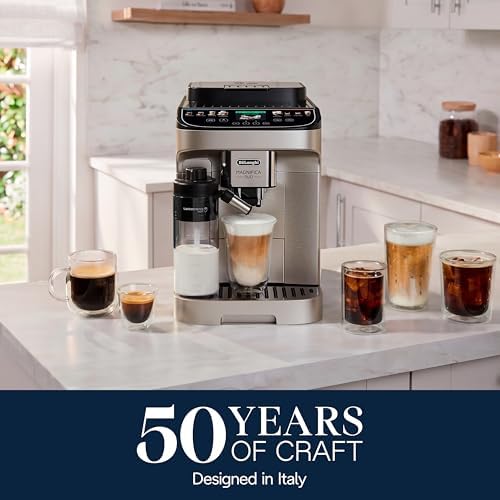 De'Longhi Magnifica Duo Automatic Espresso Machine, Milk Frother, Silver | #1 Worldwide Espresso Machine Maker, 20 One-Touch Recipes