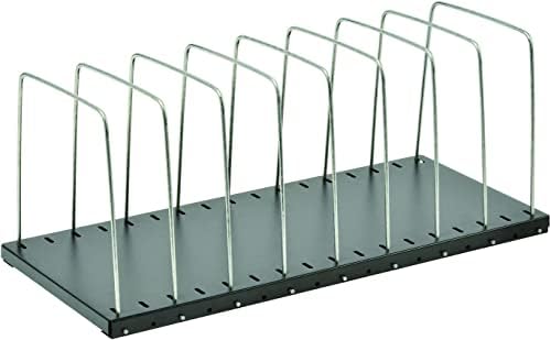 MMF Industries STEELMASTER Adjustable Desk File Organizer Rack | 8 Compartments | Wire Dividers | Black | Scratch & Chip-Resistant Finish | Non-slip