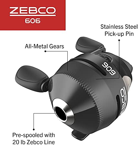 Zebco 606 Spincast Fishing Reel, Size 60 Reel, Right-Hand Retrieve, Pre-Spooled with 20-Pound Zebco Fishing Line