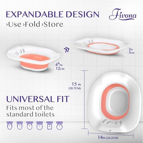 Fivona Sitz Bath for Toilet Seat Postpartum and Hemorrhoids Care - Yoni Steam Seat - Foldable Basin for Epsom Salt Soak - Portable Bidet BPA Free