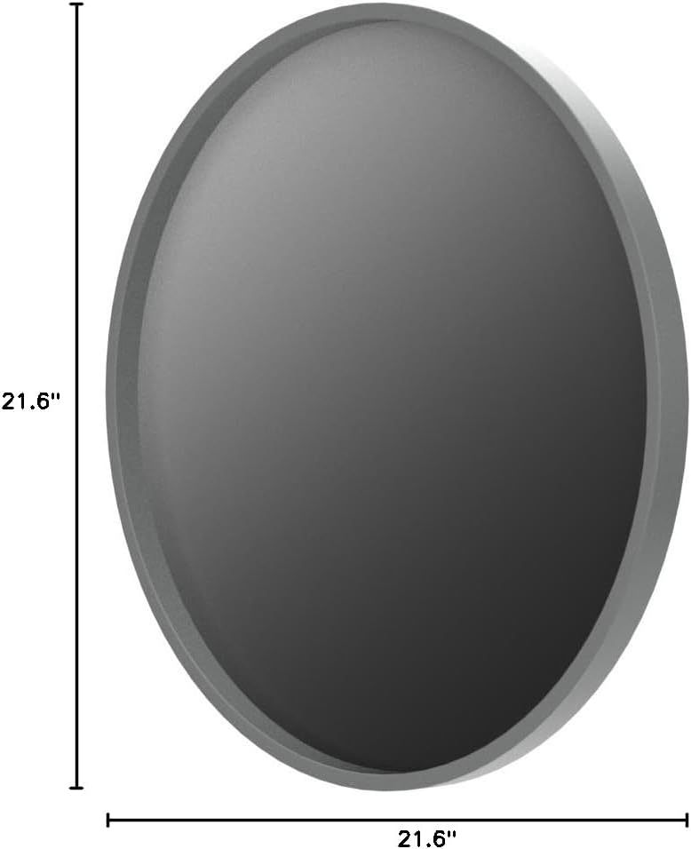 Kate and Laurel Travis Round Wood Wall Vanity Mirror, 22 Inch Diameter, Gray