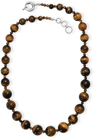 Tigers Eye 470.00 ctw Beaded Necklace in Platinum Plated 20 Inches