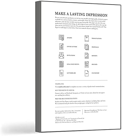 Southworth® 100% Cotton Résumé Paper, 8 1/2" x 11", 32 Lb, 100% Recycled, White, Pack of 100