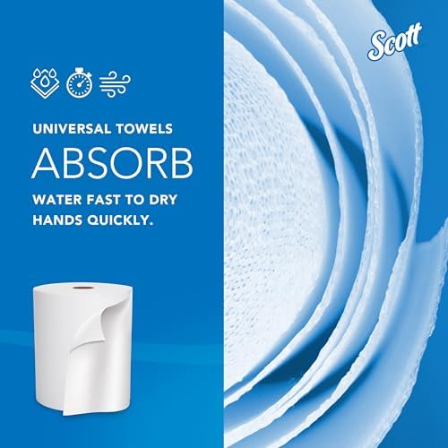 Scott Professional Hard Roll Paper Towels, Bulk, 6 Rolls x 950' (02001) | Purple Core, High-Capacity, Elevated Design, Absorbency Pockets, White, Plus Tier, Compatible with Scott Essential Dispensers
