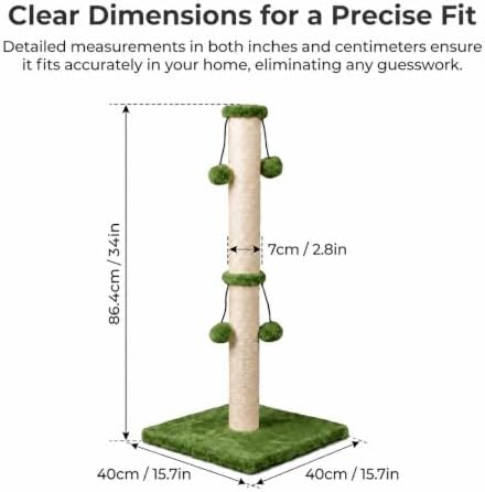 Dimaka 29'' Cat Scratching Post, Natural Sisal Rope Scratcher Post, Kitten Claw Scratch with 4 DanglingToy Balls for Large Cats (Grey)